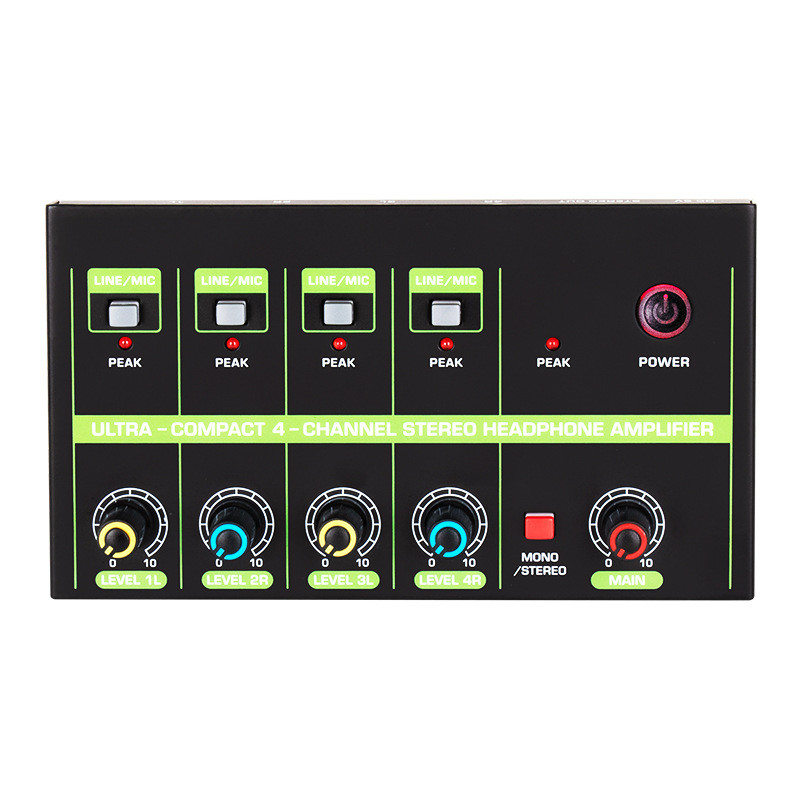 热销4路音频混音器4通道mini乐器混合器dj音频信号混响信号话筒扩