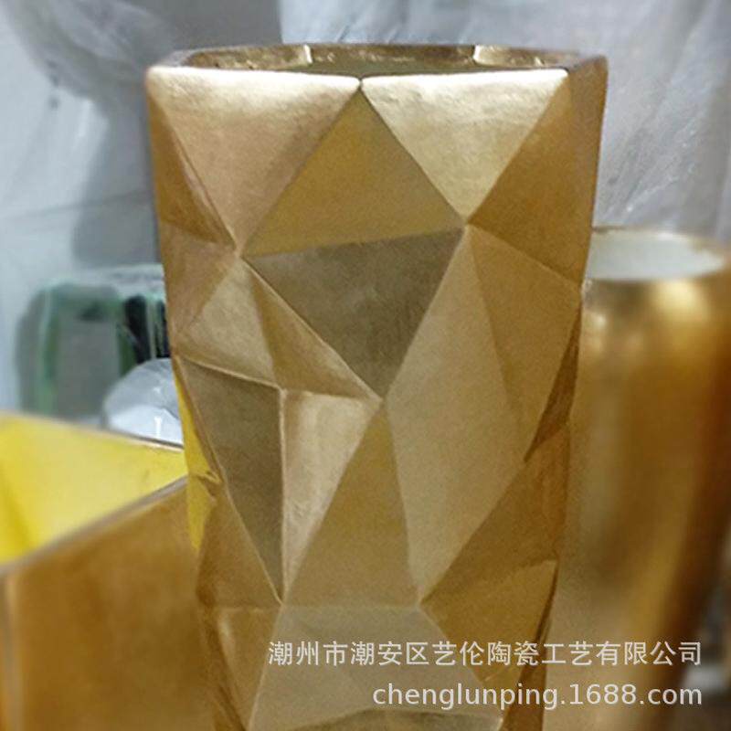 酒店镁泥家居干花插花器花盆客厅简约装饰品摆件玻璃钢落地大花瓶