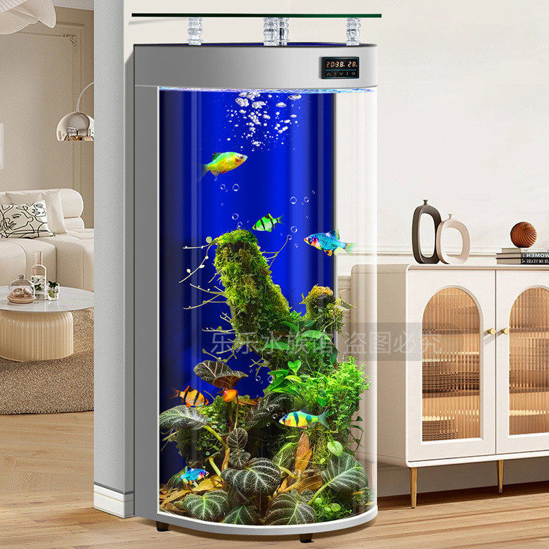 鱼缸鱼缸客厅新款半圆形落地家用小型生态免换水水族箱立式缸批发