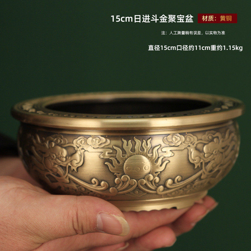 厂家批发工艺聚宝盆十二生肖聚宝盆黄铜装饰品铜盆金蟾聚宝盆