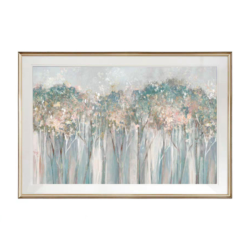 入户玄关美式装饰画餐厅背景墙横版抽象挂画北欧进门灰绿轻奢壁画图片
