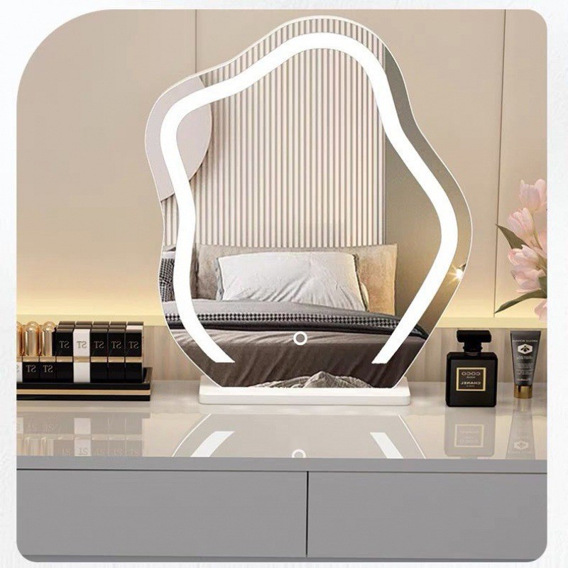 桌面云朵智能镜子梳妆台卧室化妆镜台式led灯梳妆镜带灯轻奢高级