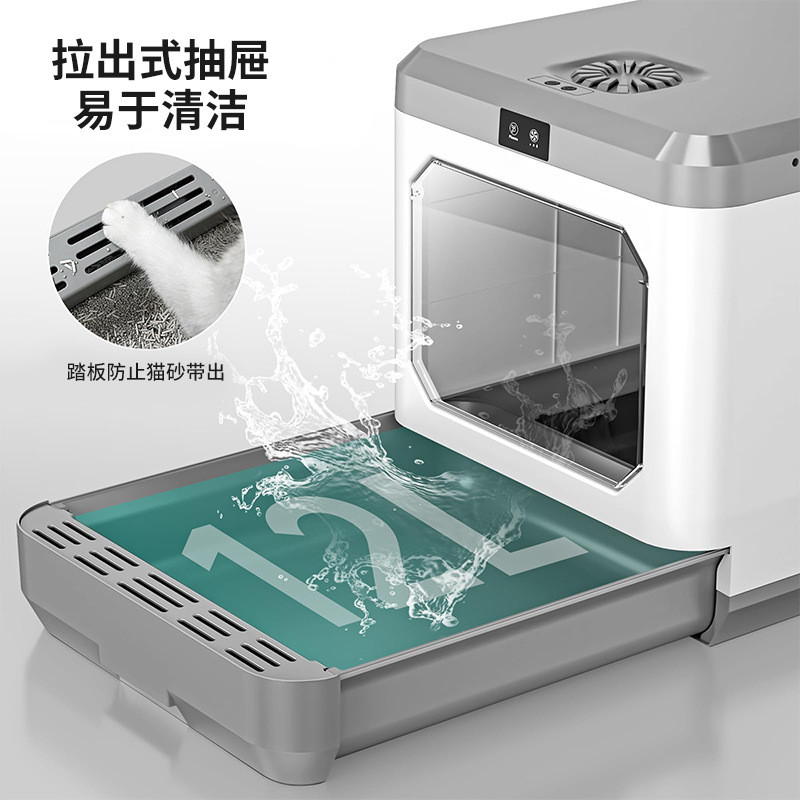 爆品批发除臭猫砂盆全封闭式防外溅等离子除味猫厕所厂家智能