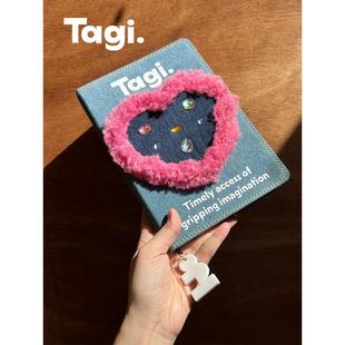手账本日记本高颜值 想象果冻爱心口袋牛仔笔记本 Tagi.