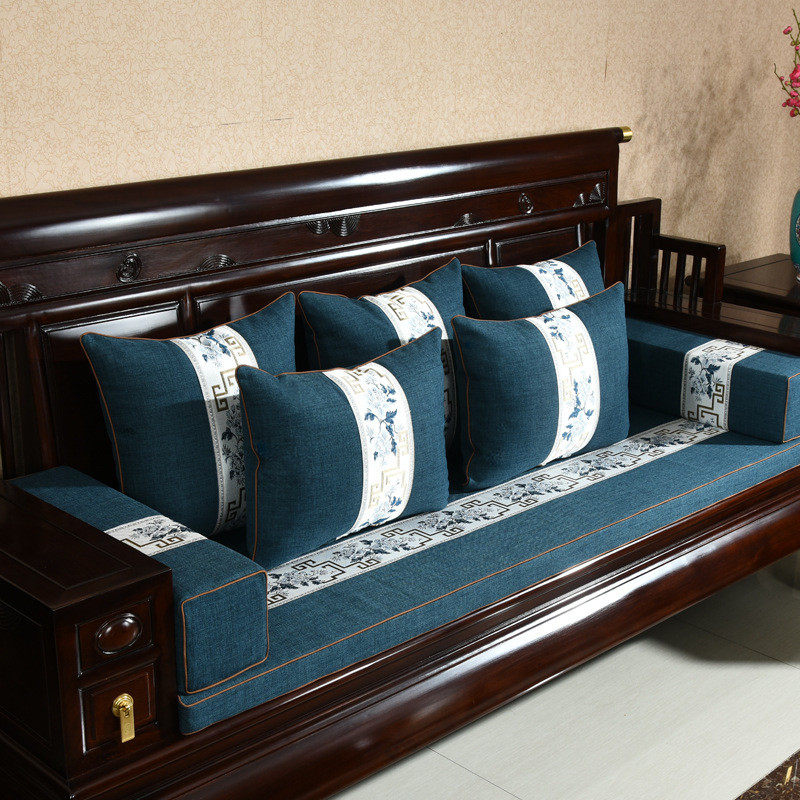 红木沙发垫子客厅新中式实木椅古典中国风刺绣高档坐垫套靠枕定制