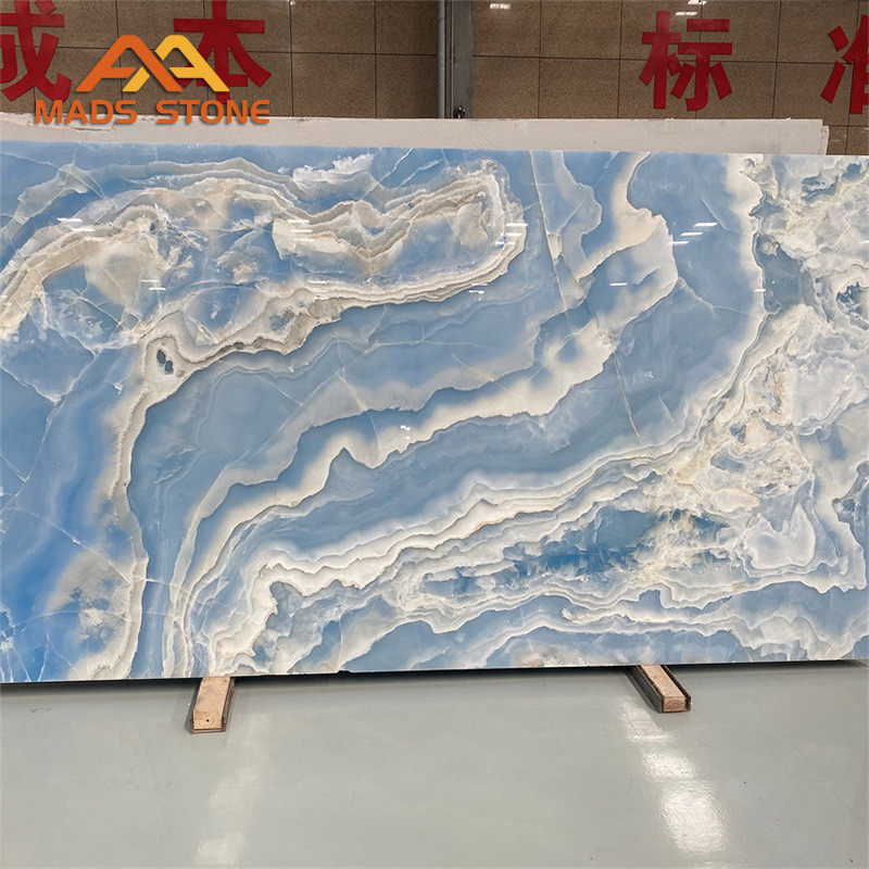 天然窗石浅蓝色天然大理石地板别墅装修背景墙奢台板吧台餐台