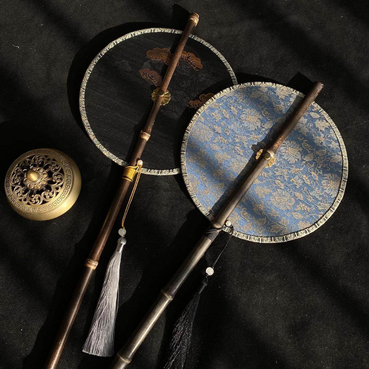 古风紫竹腰扇汉服团扇中国风可卷曲折扇古典长柄流苏扇便携挂珩铭,居家日用,扇子,淘宝优惠券,粉丝福利购,淘宝优惠卷