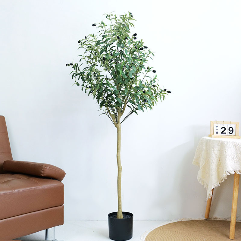 批发仿真橄榄树盆栽绿植假仿真植物假树室内落地绿植商场装饰假树