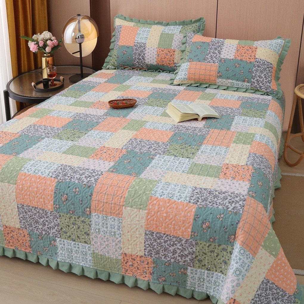 四季床单床上用品水洗棉防滑床盖加厚宿舍三件套床裙