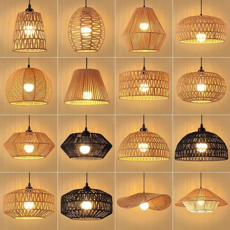 侘寂风风格复古餐厅禅意茶室民宿日式东南亚麻绳吊灯装饰灯具