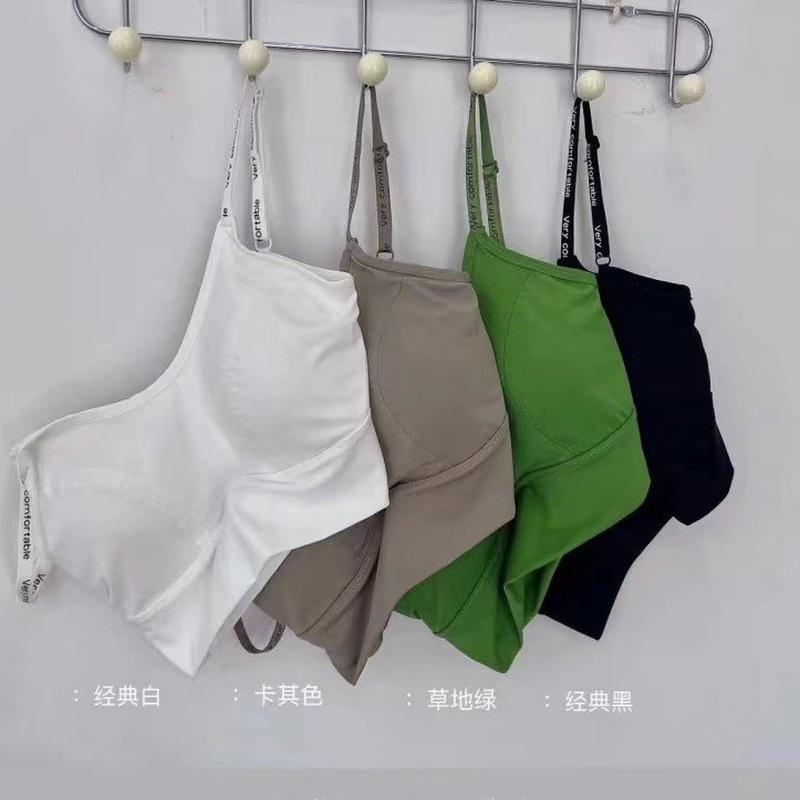 冰丝无痕内衣辣妹露背美背外穿吊带一体式背心可调节运动文胸加肥