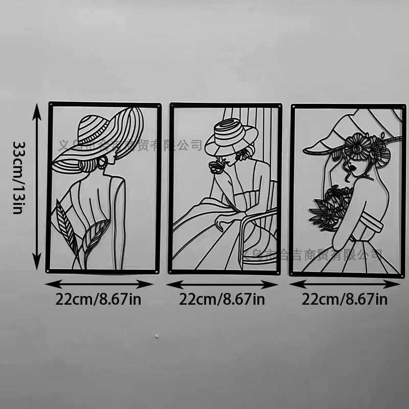 铁艺酒吧酒店艺术挂画装饰画欧美时尚铁艺壁挂简易女性线条墙壁饰图片