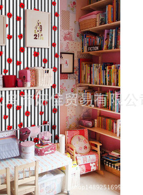 sa-h-1105-红色花带胶墙纸寝室卧室橱柜学生客厅装扮壁纸