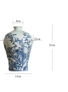 景德镇高级感花瓶摆件青花瓷小众客厅陶瓷插花瓶文艺复古摆件花盆