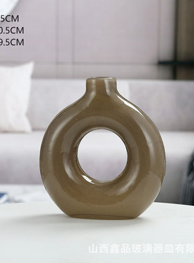 创意水培玻璃花瓶摆件 ins风客厅插花餐桌软装饰品花器甜甜圈批发