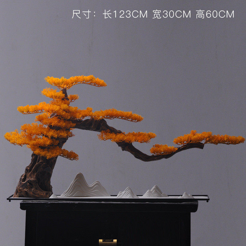 仿真绿植迎客松酒店室内摆件办公室桌面造景装饰品假盆栽松树盆景