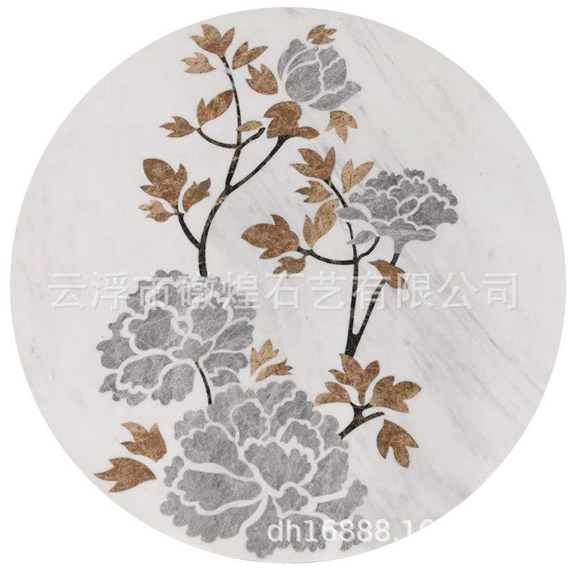 礅煌天然大理石电脑水刀拼花地面石材过道地花玄关电梯间走廊拼图