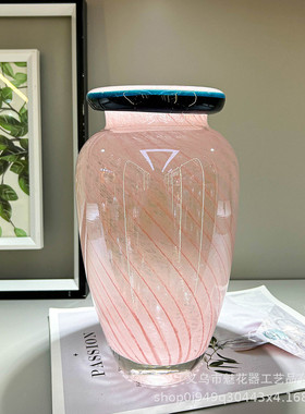 轻奢高级感手工琉璃花瓶客厅办公室插花样板间创意摆件器高级装饰