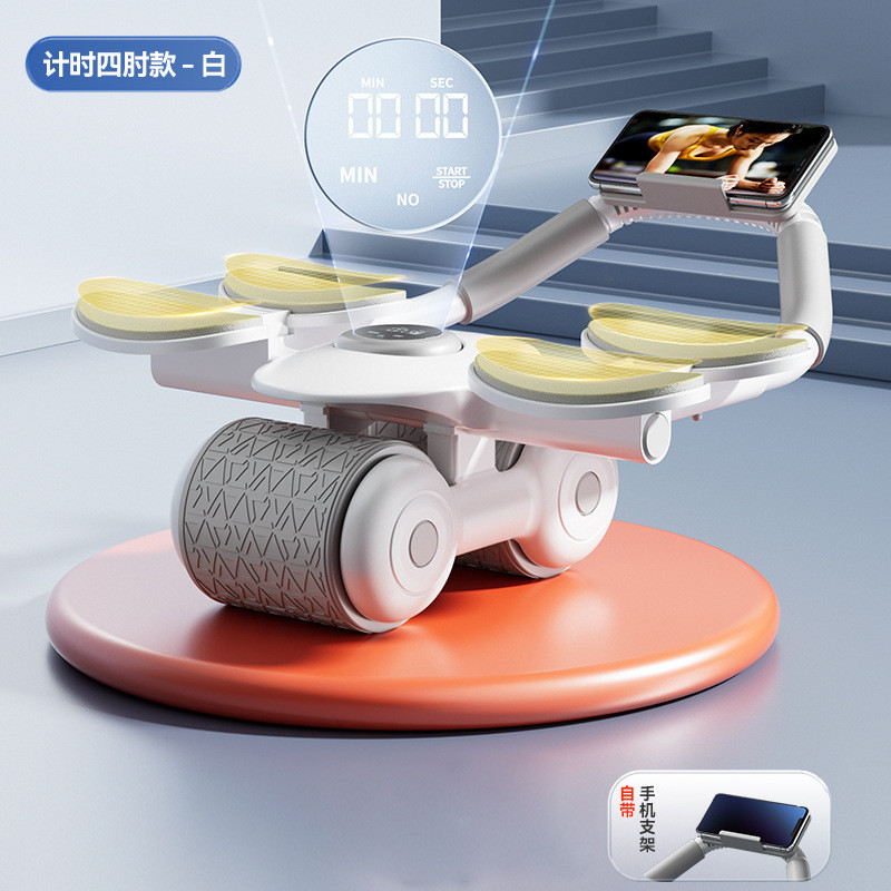 健腹轮计数收回弹自动卷腹运动腹肌家用肘撑滚轮健身器材