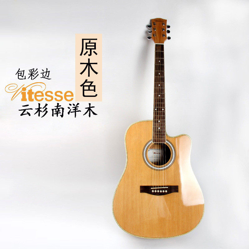 热销厂家供应初学琴40寸亮光民谣角41寸云杉面缺木吉他乐器生产批