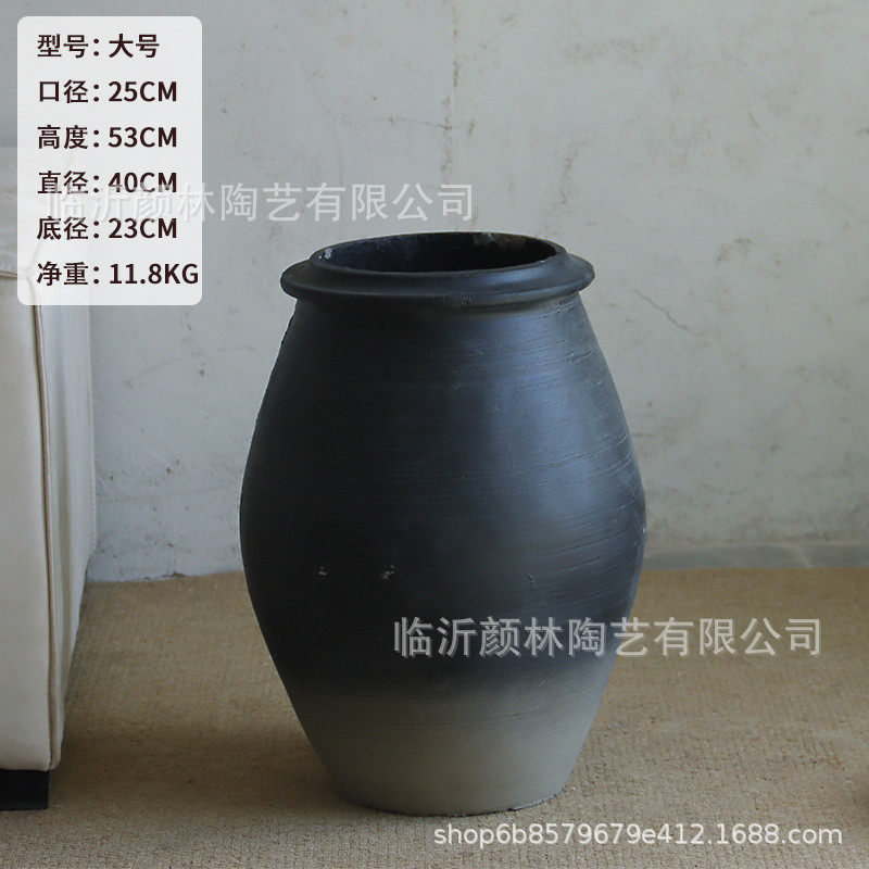 渐水泥变黑灰色陶罐家居客厅装饰花盆商场酒店绿植大花盆民宿造景,鲜花速递/花卉仿真/绿植园艺,花盆,淘宝优惠券,粉丝福利购,淘宝优惠卷