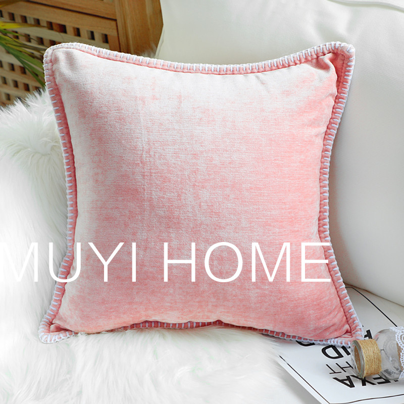 S588浪漫法式公主粉荷叶花边抱枕样板间客厅沙发床上靠枕纯色靠垫