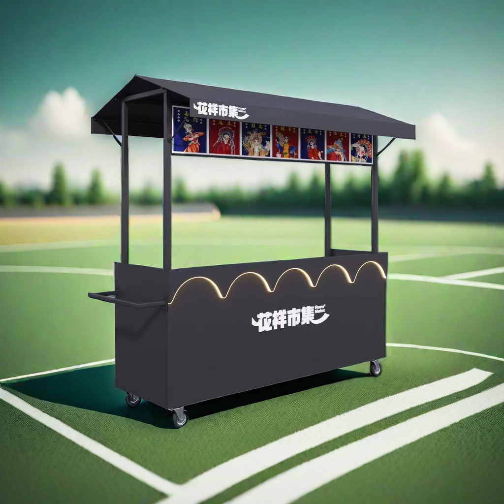 热销摆摊欧式花车铁艺小推车集市夜市网红展柜地摊户外手推车移动