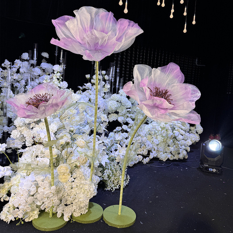 热销新款婚庆道具路引三件套晕染丝花花婚礼布置装饰橱窗摆件仿真