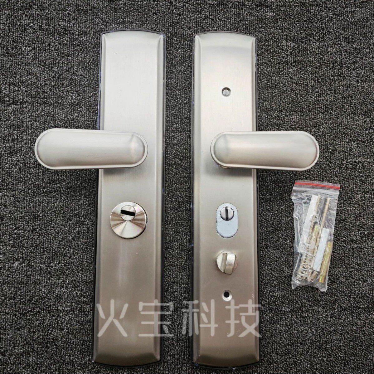 加厚不锈钢防撬灰色双拉簧防盗门把手通用型入户门豪华多功能拉手