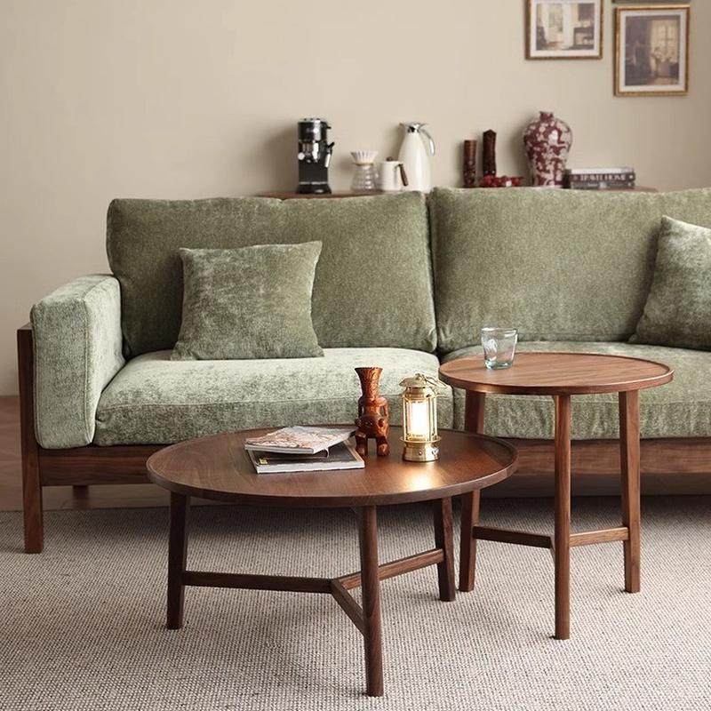 北欧现代全实木客厅茶几黑胡桃木圆形角几客厅沙发边几休闲矮桌,住宅家具,茶几,淘宝优惠券,粉丝福利购,淘宝优惠卷