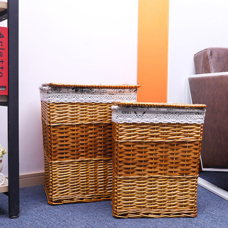 洗衣篮脏衣篓火锅店衣服收纳筐超大号带盖藤编家用编织收纳整理框