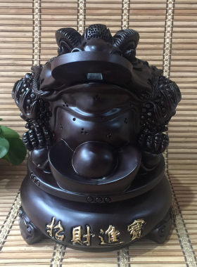 黑檀木雕三足批发店铺开业礼品办公室装饰木质工艺品厂家金蟾摆件