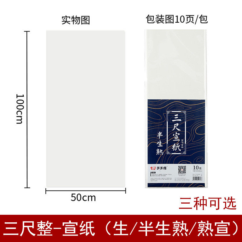 生宣纸三尺整半生熟三尺无裁熟宣山水画写意国画专用毛笔字工笔画
