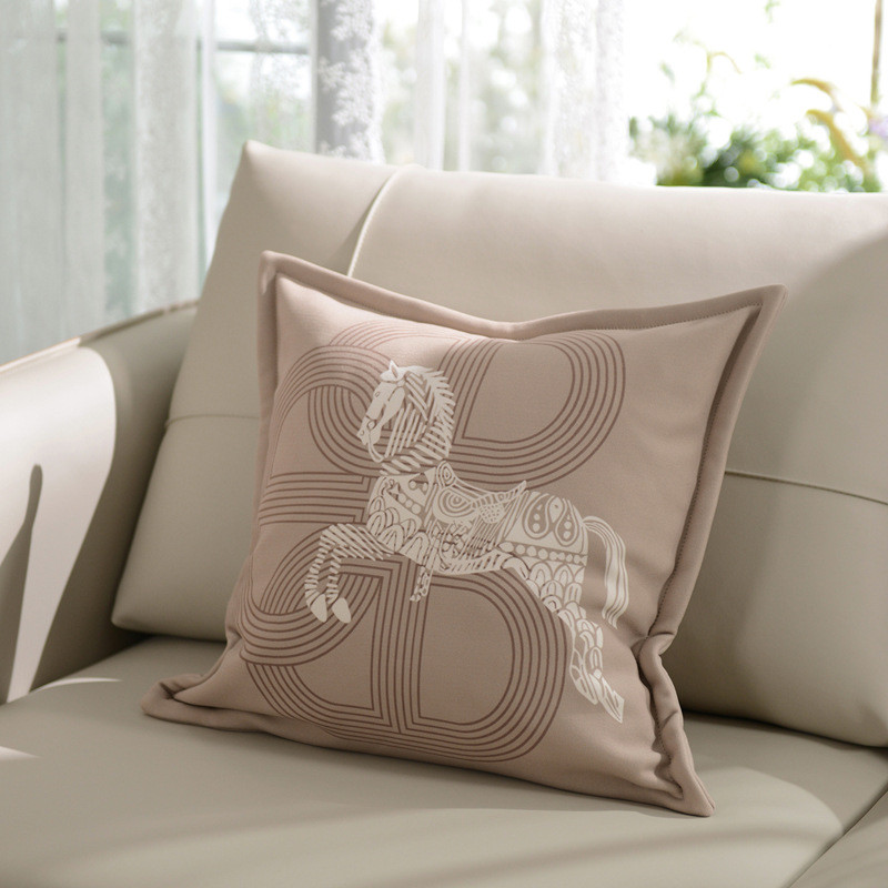 简约棉羊绒印花抱枕客厅沙发轻奢护腰枕h马方靠垫芯