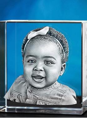 temu电商热销动物人像一件个性制作3d激光水晶礼品水晶摆件内雕