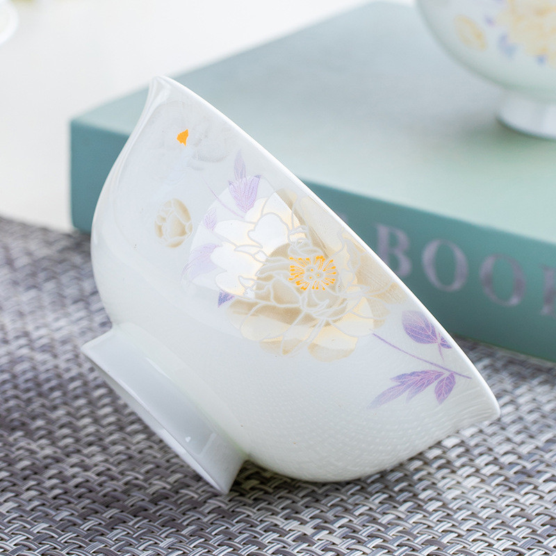 碗家用10个面碗新款骨瓷防烫吃饭米饭碗单个5寸景德镇陶瓷装套装