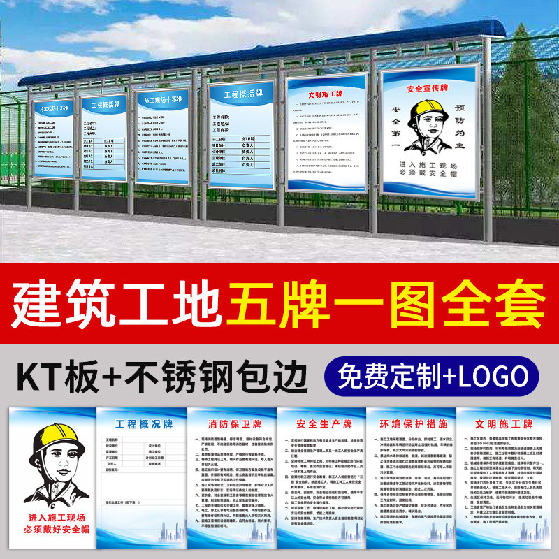 批发建筑五牌一图工地标识牌围挡施工警示牌晴雨表岗位职责大员八