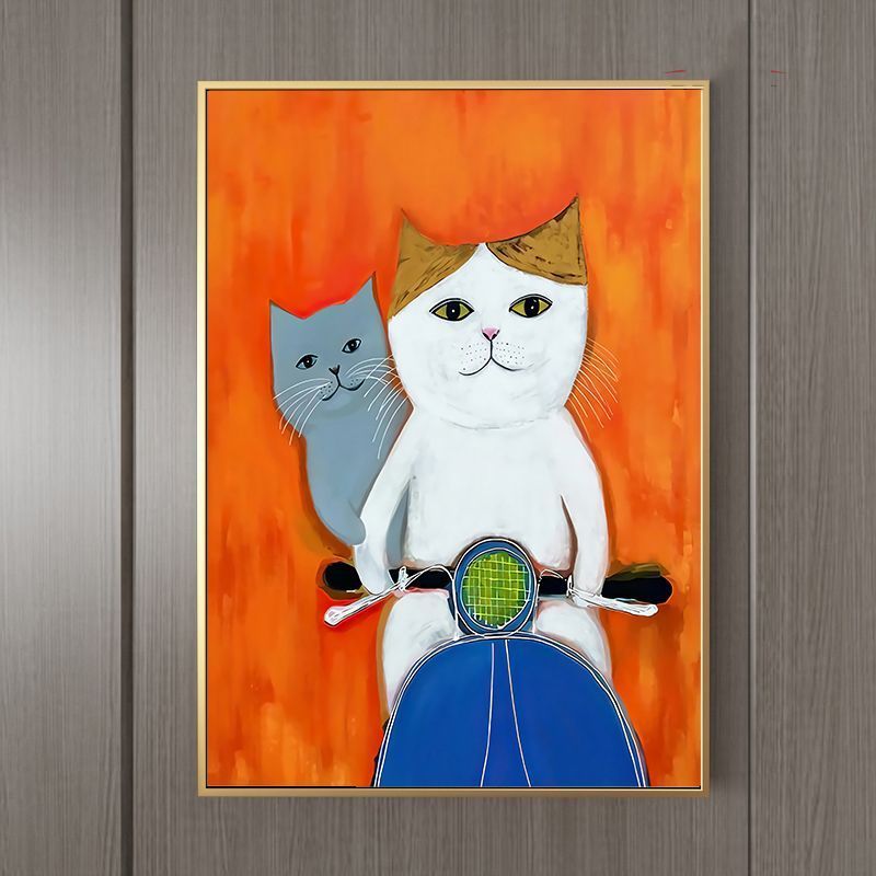 猫咪装饰画现代简约搞笑创意可爱猫咪理发师幽默理发店墙挂画壁画图片