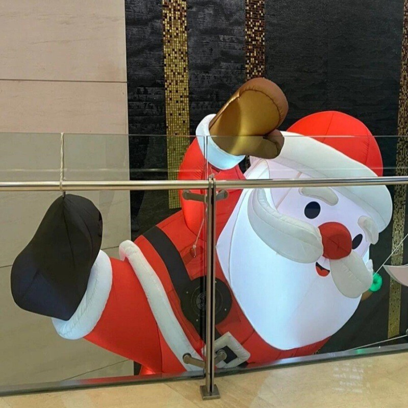 充气圣诞老人卡通气模爬墙发光装饰树雪人模型商场道具圣诞节美陈