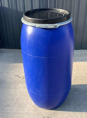 平底蓝色150升抱箍桶160l桶开口密封型法兰加厚150公斤化工桶