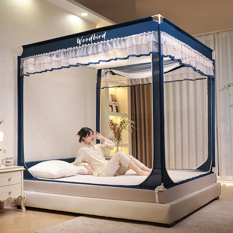 蚊帐家用高级蒙古包纹账拉链2023加厚支架防摔批发卧室免安装儿童