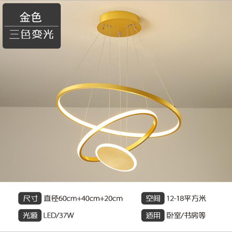 北欧极简现代金色轻奢环形餐厅吊灯2020年新款led卧室灯房间灯具