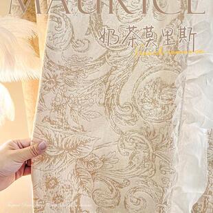 包邮 全遮光法式 轻奢复古加厚雪尼尔提花窗帘客厅卧室高级感成品