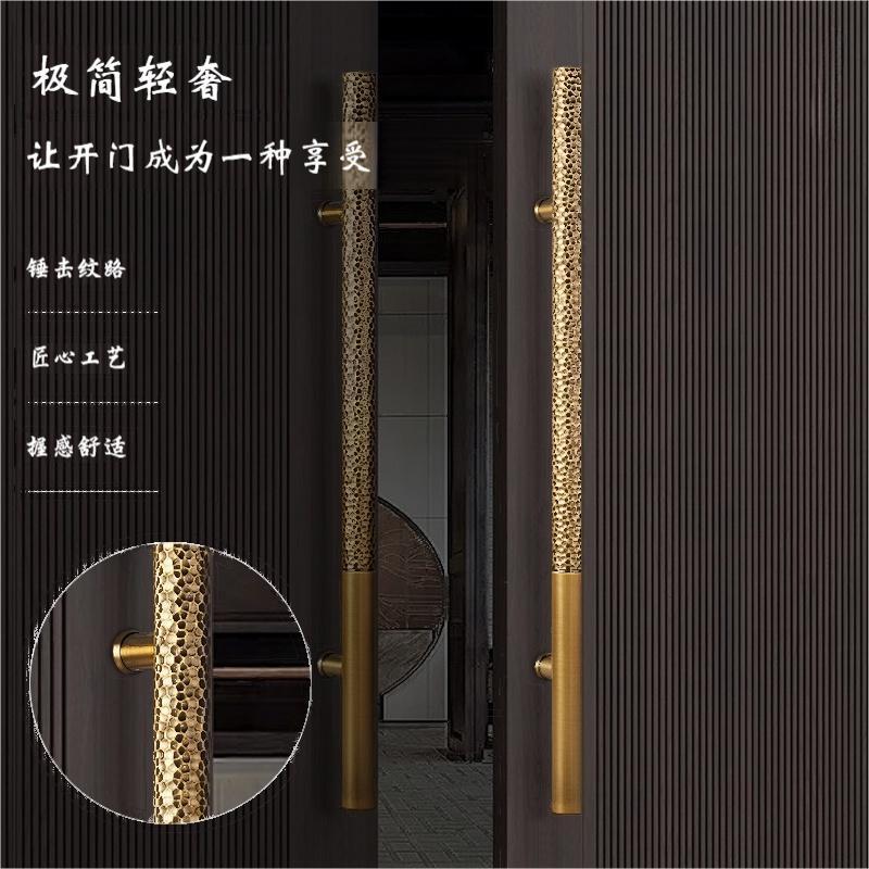 玻璃门拉手北欧式大门把手锤纹实木门双开门拉手不锈钢大门拉手