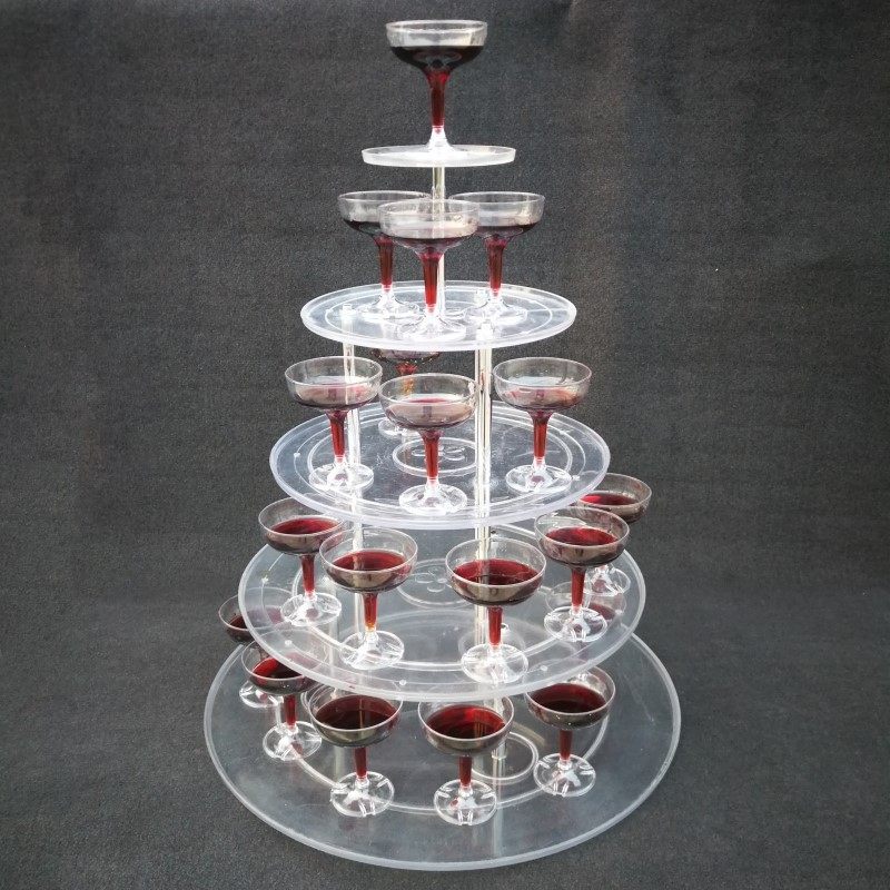 婚庆香槟塔五层圆形亚克力香槟塔婚庆道具塑料香槟杯婚礼酒塔