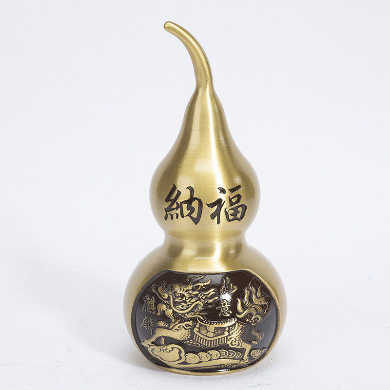 招财纳福摆件铜葫芦麒麟现代简约桌面金属工艺品摆件家居祈福摆件