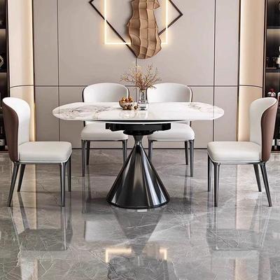 岩板可伸缩圆餐桌家用小户型意旋转极简现代简约式折叠可变圆桌