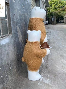 热销轻奢网红北极熊落地摆件雕塑大型工艺品橱窗酒店别墅艺术软装