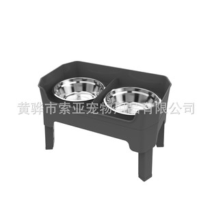 高边防溅双层大容量升降碗不锈钢食盆宠物舔食盘升降折叠狗碗