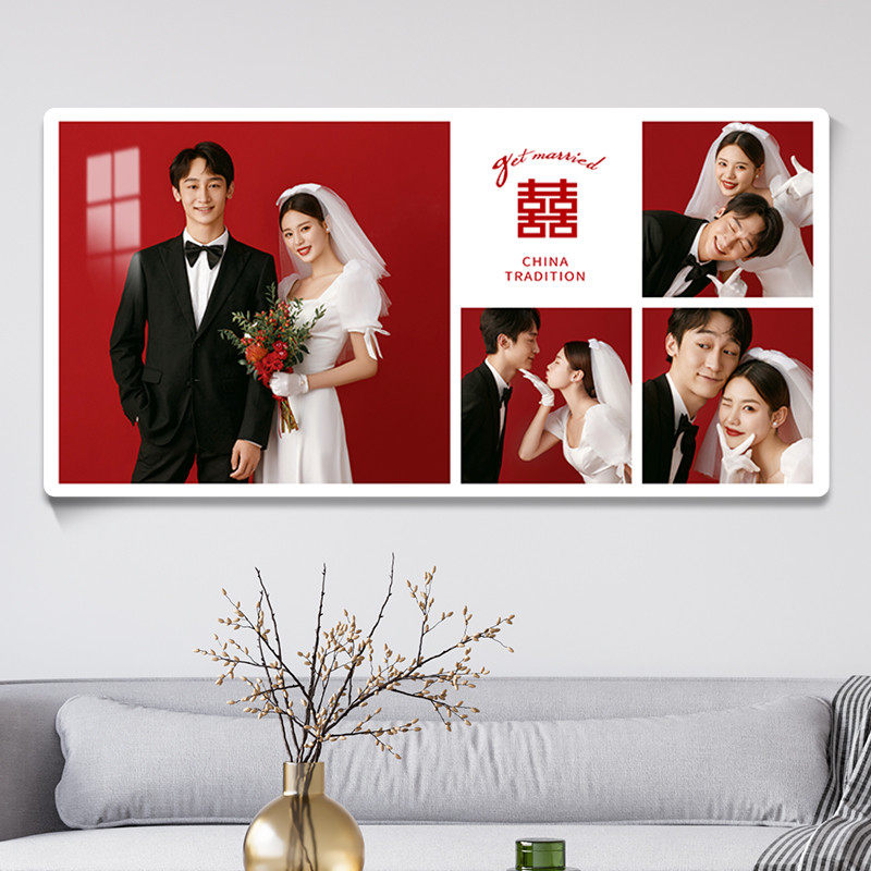 31N全家福婚纱照挂墙相框定制照片打印加水晶摆台相片放大做成九
